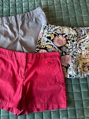 Ann Taylor Loft Outlet 3 Pair Size 12 4" Inseam Shorts Red, Grey, Print